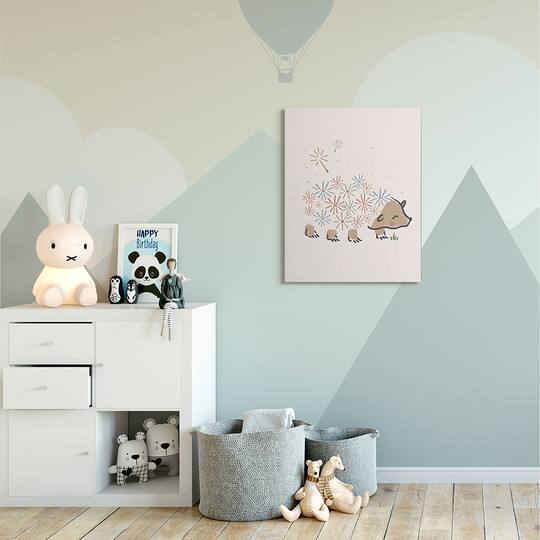Stupell Industries Dandelion Flower Hedgehog Cute Floral Animal Canvas Wall Art